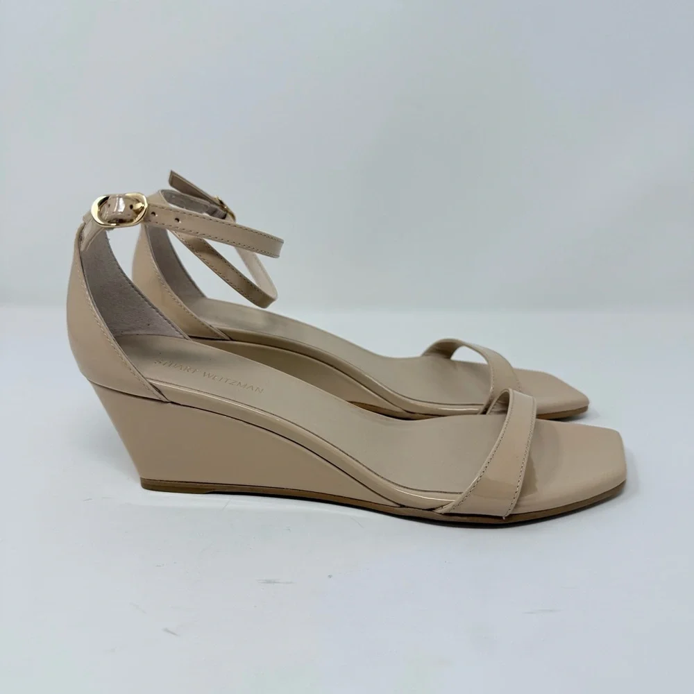 New Stuart Weitzman Nudistcurve 50 Wedge Sandal Nude Sz US 6.5 - Picture 4 of 13
